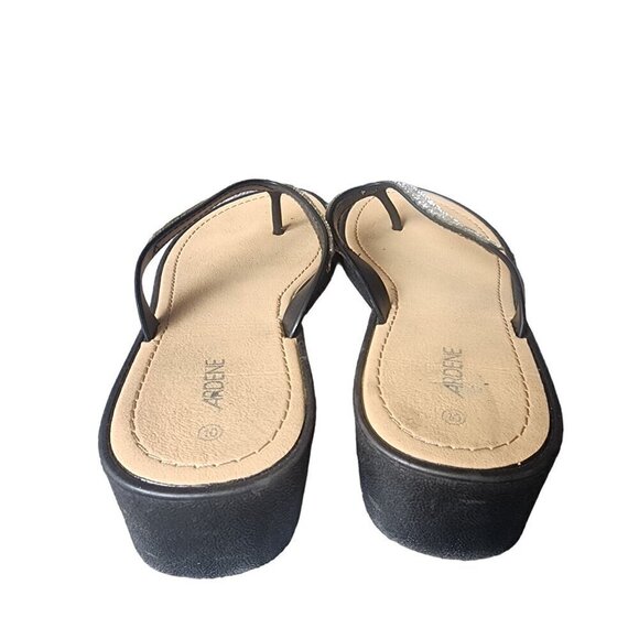 Rhinestone Sparkle Toe Thong Wedge Dressy Flip Flops Silver Black Size 10 - Picture 5 of 15